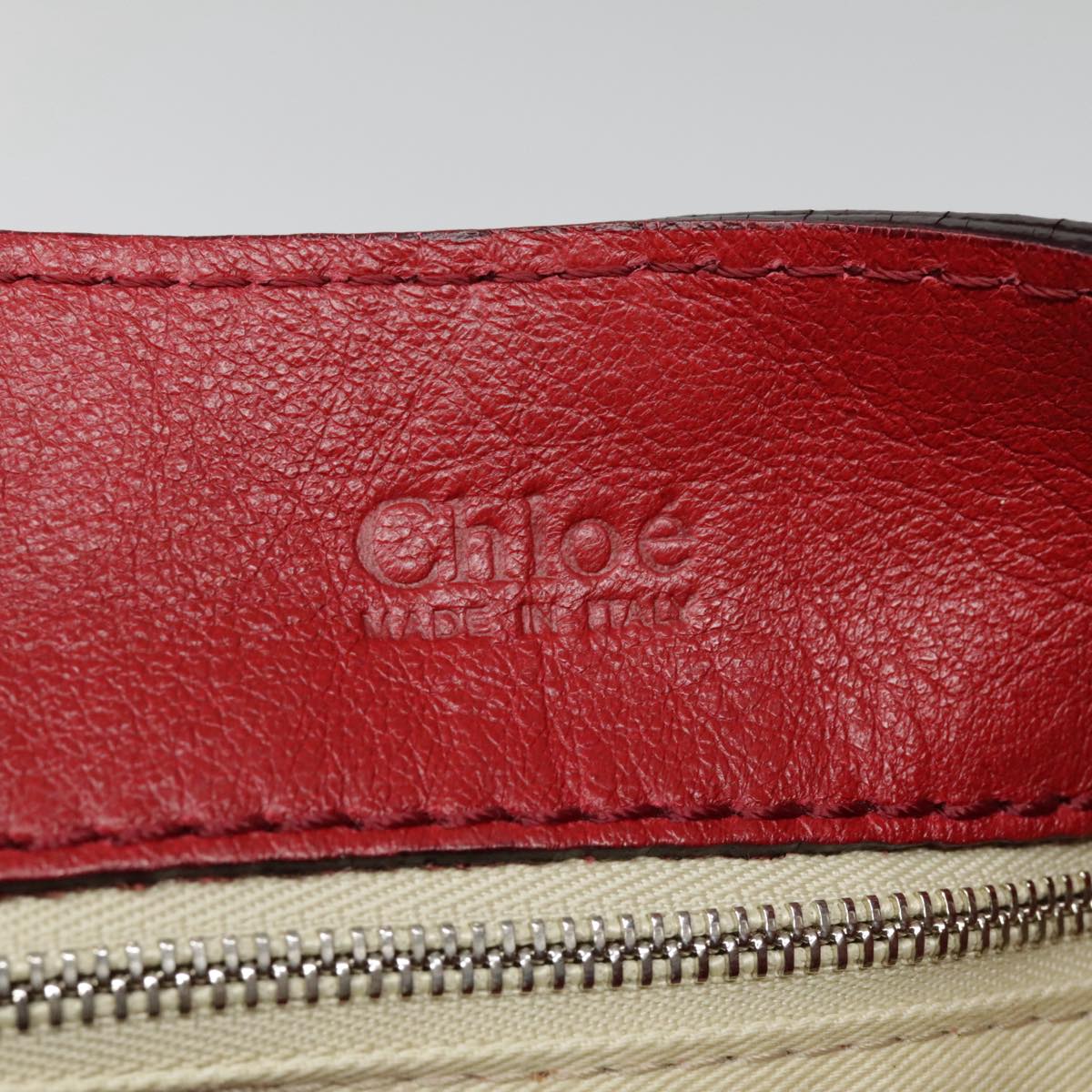 Chloe Paddington Shoulder Bag Leather Red Gold Auth 92813