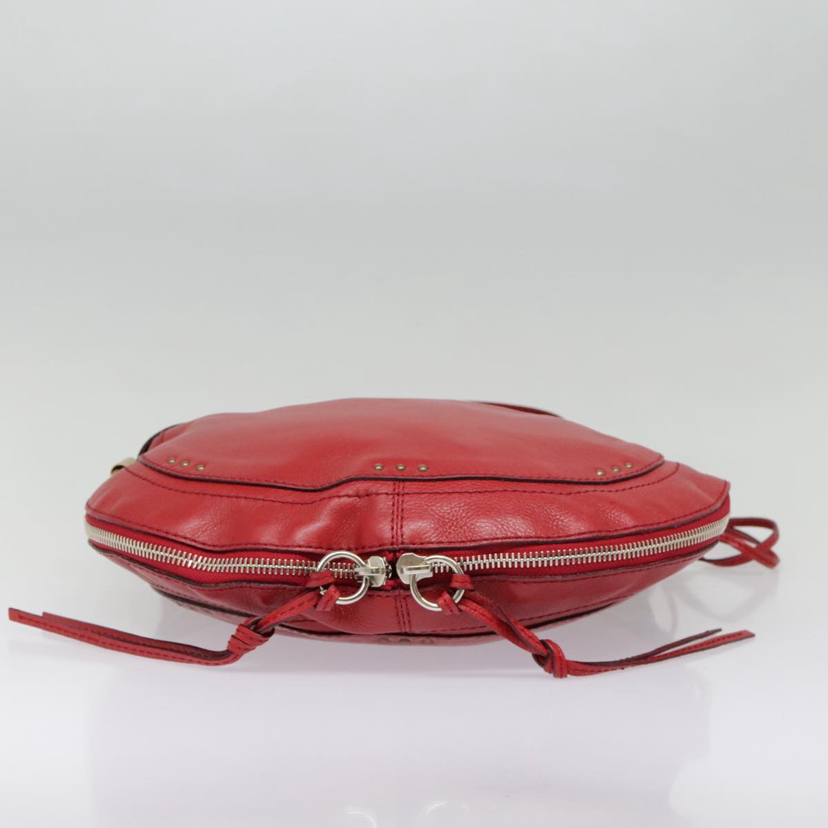 Chloe Paddington Shoulder Bag Leather Red Gold Auth 92813