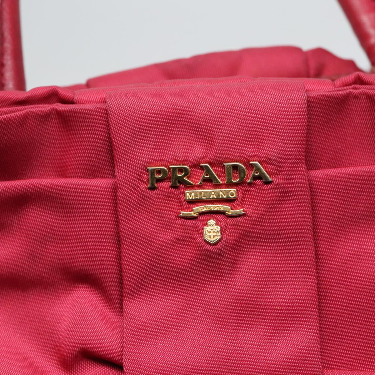 PRADA Hand Bag Nylon 2way Pink Gold Auth 92814