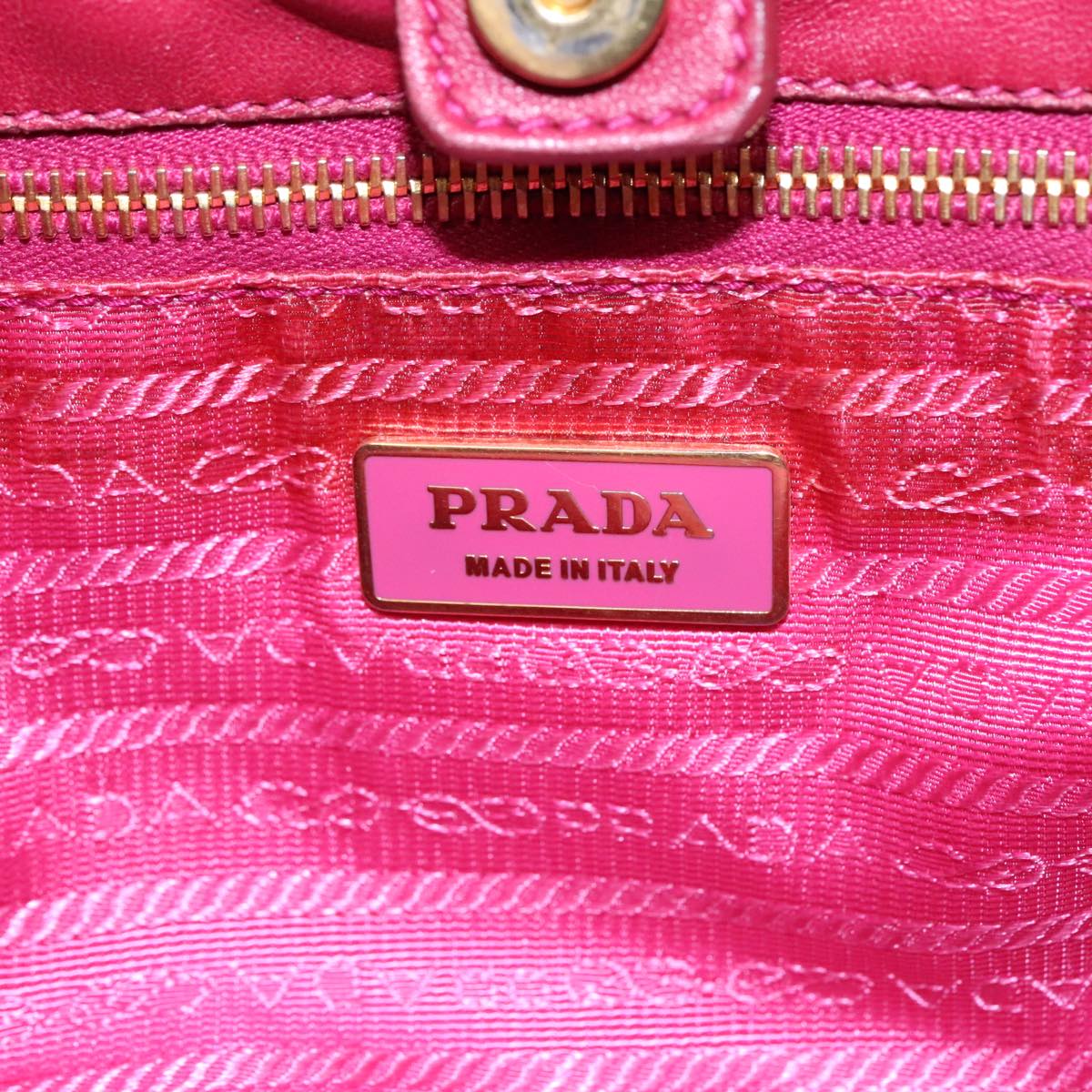 PRADA Hand Bag Nylon 2way Pink Gold Auth 92814