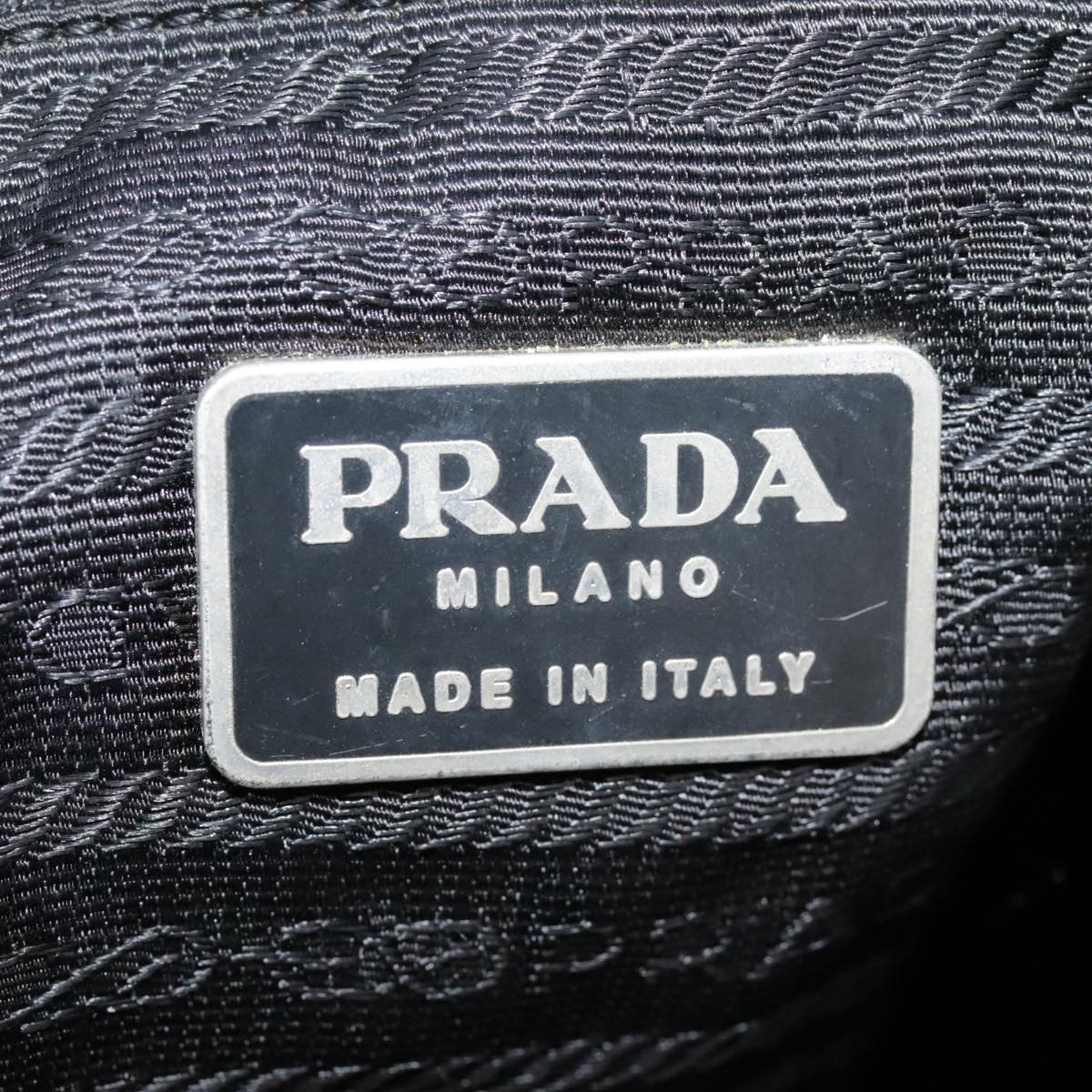 PRADA Shoulder Bag Nylon Black Silver Auth 92825