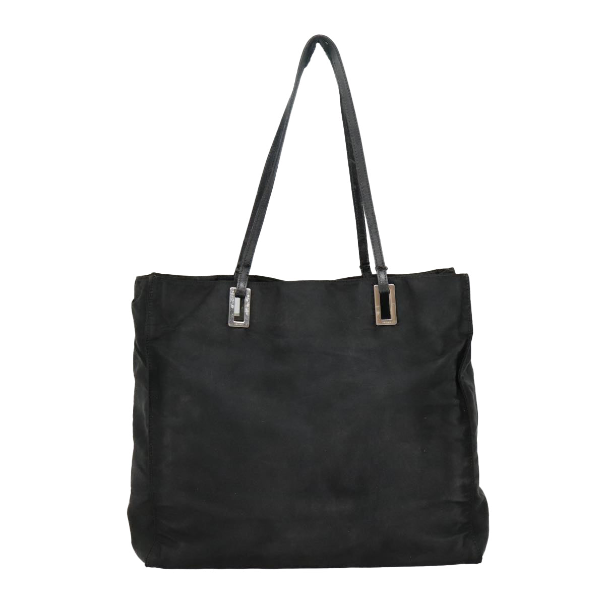 PRADA Tote Bag Nylon Black Silver Auth 92826 - 0