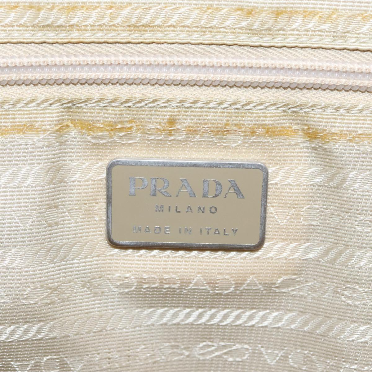 PRADA Tote Bag Nylon White Silver Auth 92829