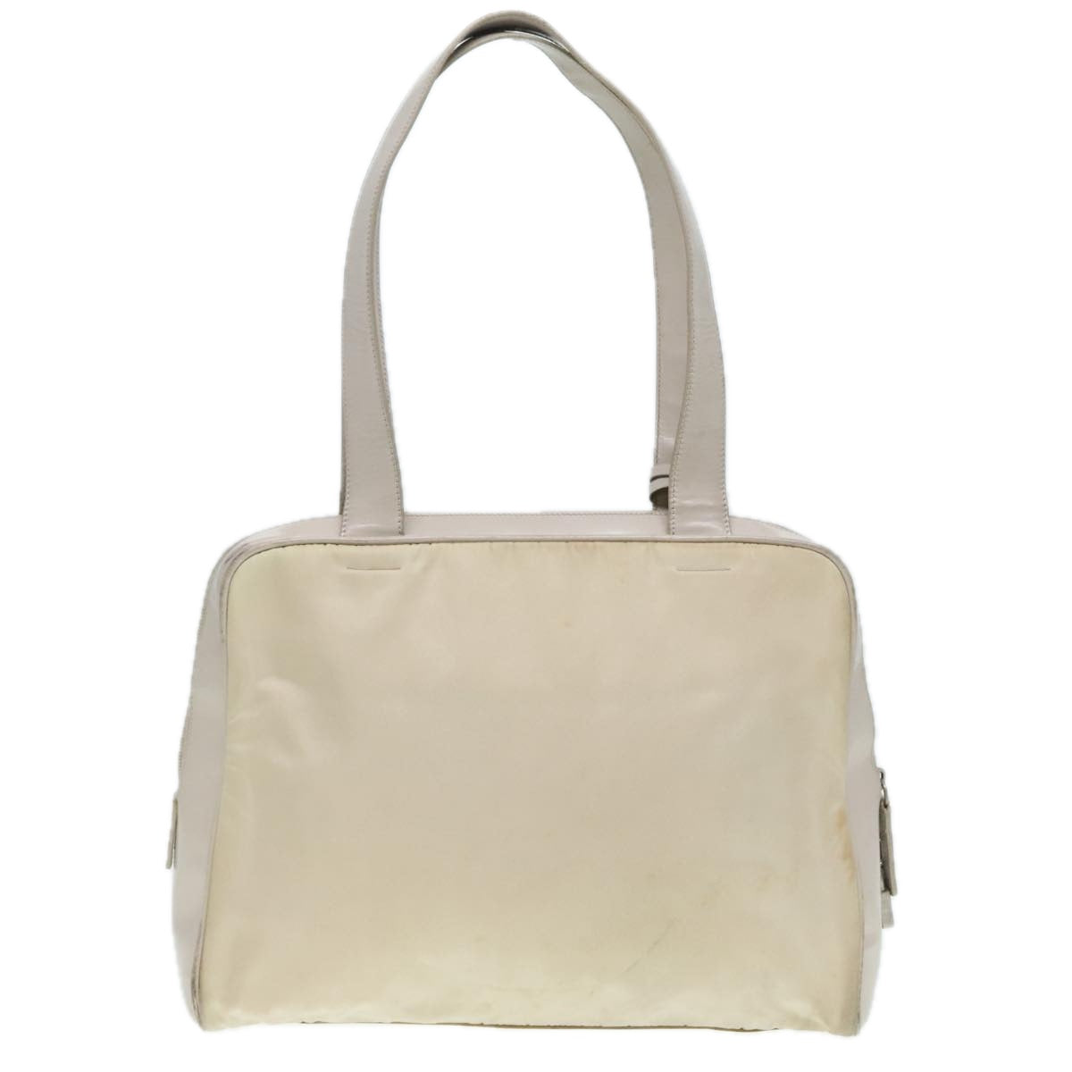 PRADA Tote Bag Nylon White Silver Auth 92829 - 0