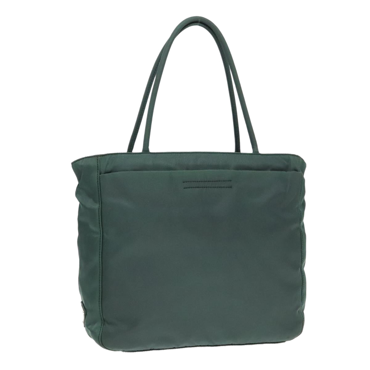 PRADA Tote Bag Nylon Green Silver Auth 92830