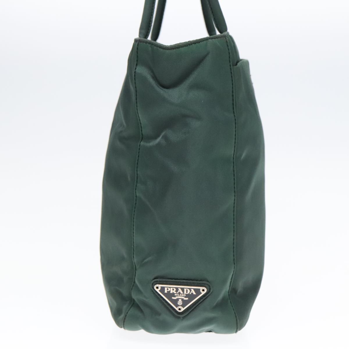 PRADA Tote Bag Nylon Green Silver Auth 92830