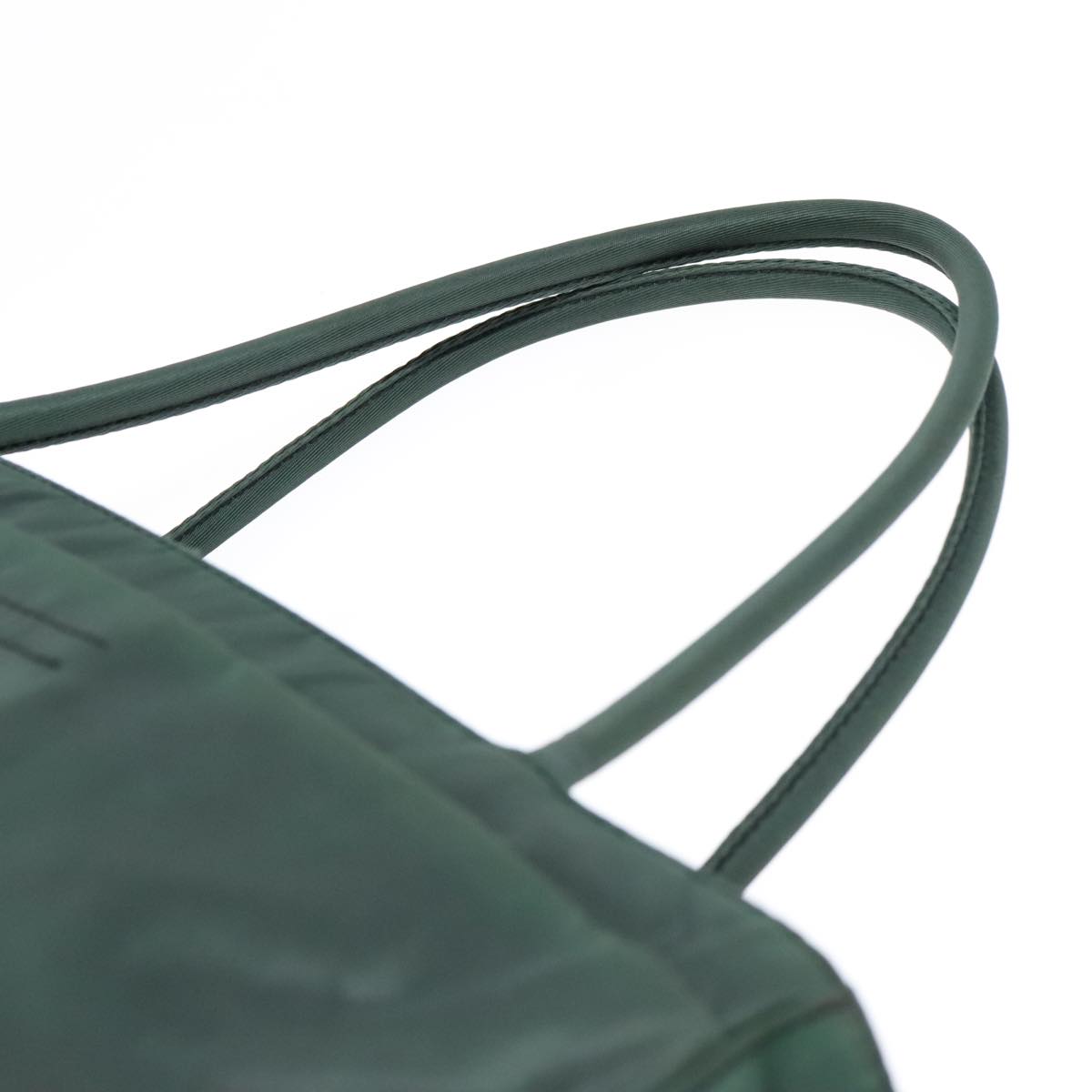 PRADA Tote Bag Nylon Green Silver Auth 92830