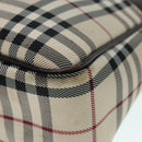 BURBERRY Nova Check Shoulder Bag Nylon Beige Silver Auth 92838-9