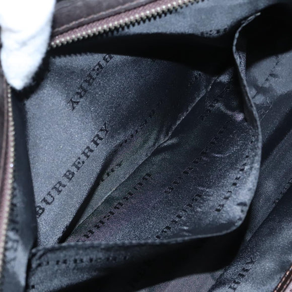 BURBERRY Nova Check Shoulder Bag Nylon Beige Silver Auth 92838