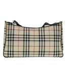 BURBERRY Nova Check Shoulder Bag Nylon Beige Silver Auth 92838-2