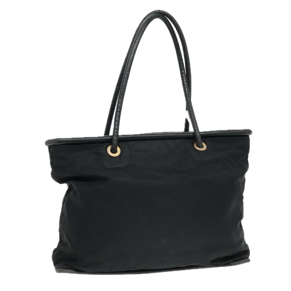 CELINE Tote Bag Nylon Black Gold Auth 92857