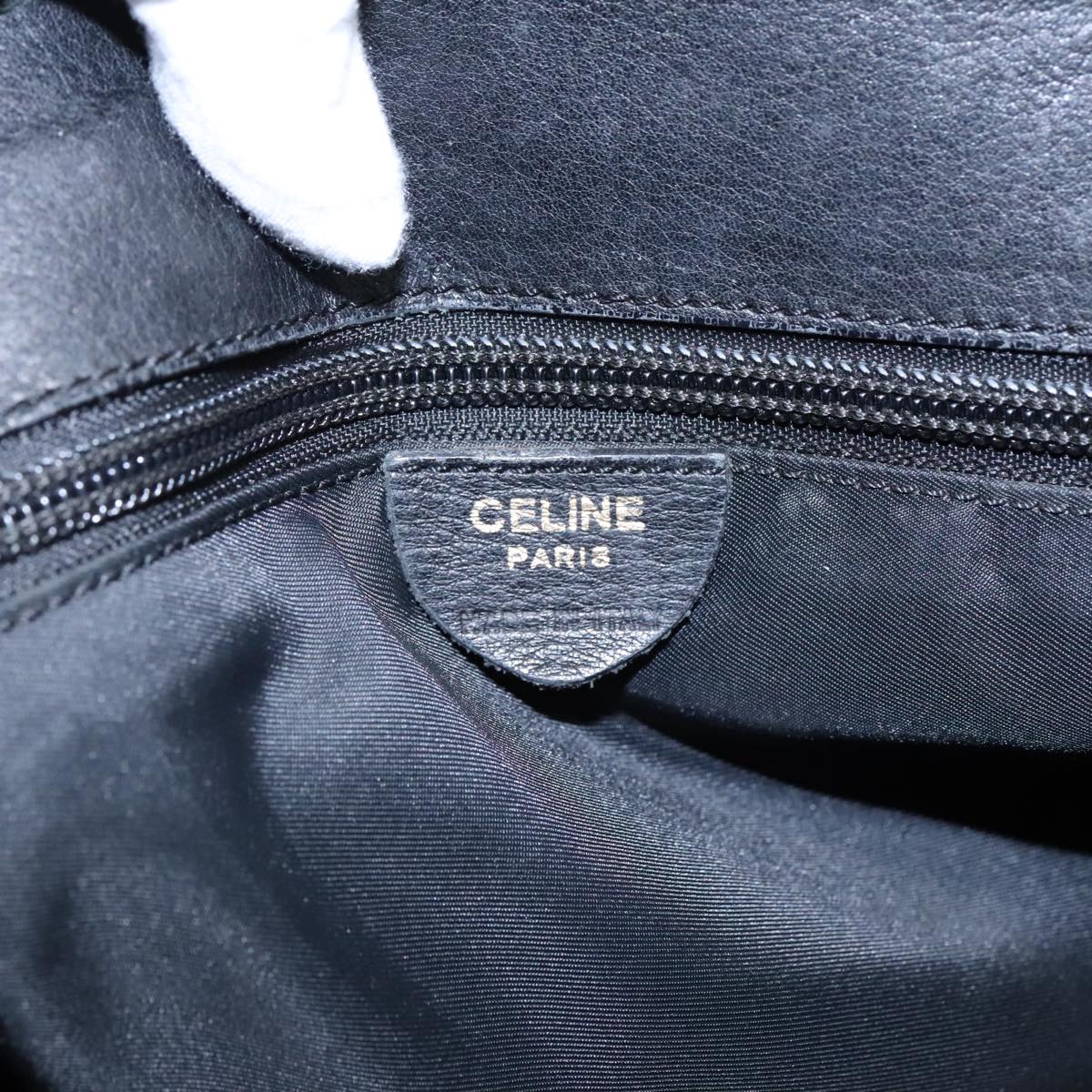 CELINE Tote Bag Nylon Black Gold Auth 92857