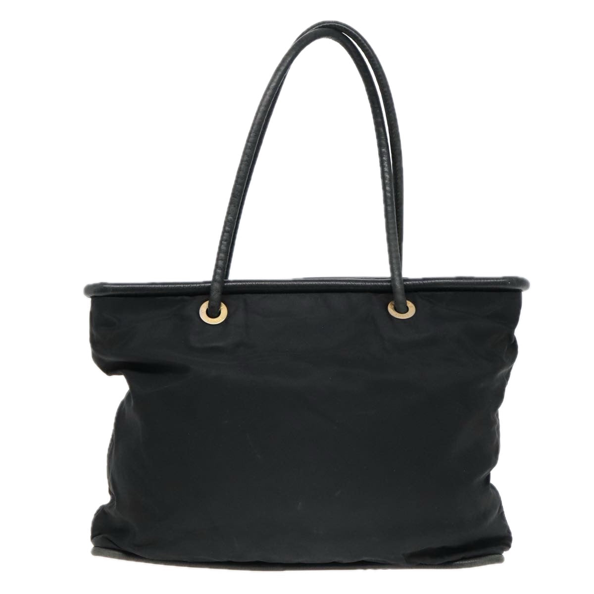 CELINE Tote Bag Nylon Black Gold Auth 92857