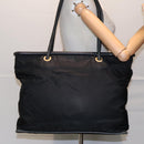 CELINE Tote Bag Nylon Black Gold Auth 92857-22