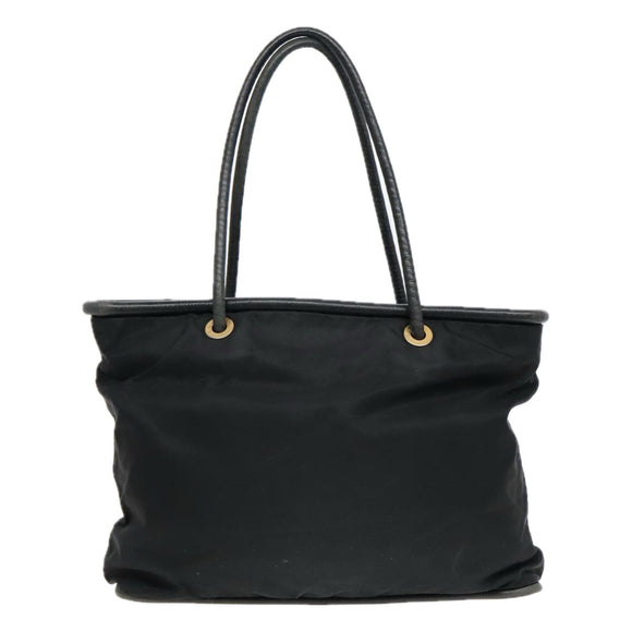 CELINE Tote Bag Nylon Black Gold Auth 92857