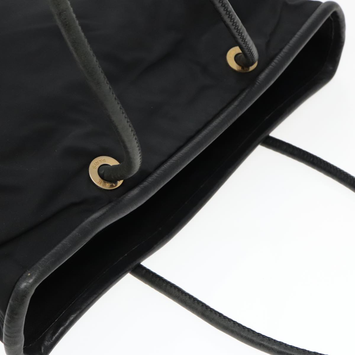 CELINE Tote Bag Nylon Black Gold Auth 92857