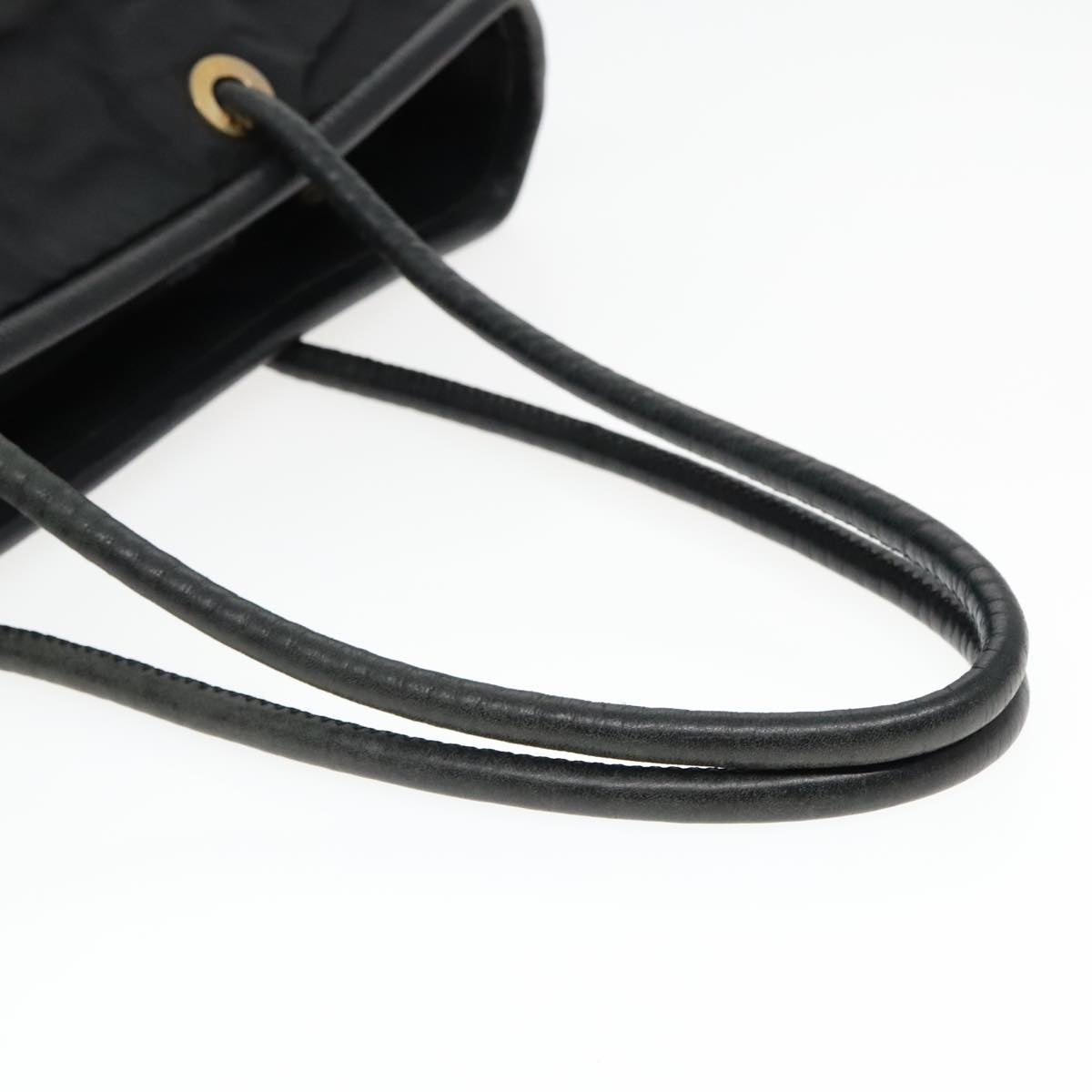 CELINE Tote Bag Nylon Black Gold Auth 92857