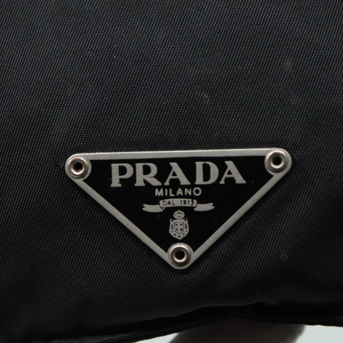 PRADA Shoulder Bag Nylon Black Silver Auth 92858