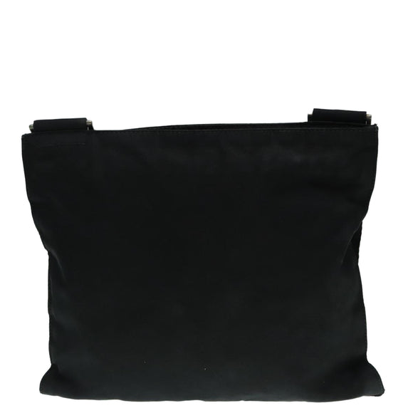 PRADA Shoulder Bag Nylon Black Silver Auth 92858