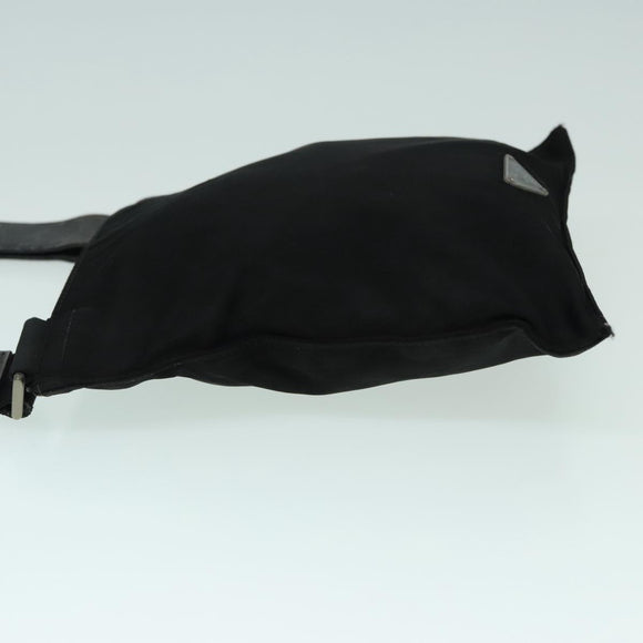 PRADA Shoulder Bag Nylon Black Silver Auth 92858