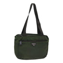 PRADA Tote Bag Nylon Khaki Brown Silver Auth 92859-13