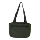 PRADA Tote Bag Nylon Khaki Brown Silver Auth 92859-2