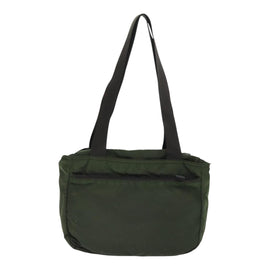 PRADA Tote Bag Nylon Khaki Brown Silver Auth 92859 - 0