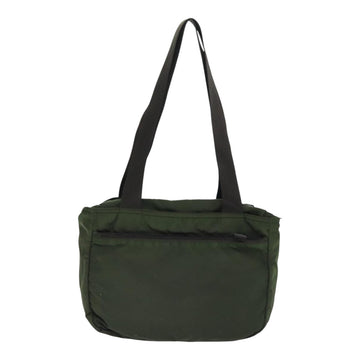 PRADA Tote Bag Nylon Khaki Brown Silver Auth 92859 - 0