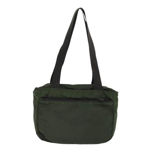 PRADA Tote Bag Nylon Khaki Brown Silver Auth 92859