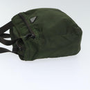 PRADA Tote Bag Nylon Khaki Brown Silver Auth 92859-4