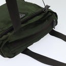 PRADA Tote Bag Nylon Khaki Brown Silver Auth 92859-6