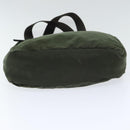 PRADA Tote Bag Nylon Khaki Brown Silver Auth 92859-5