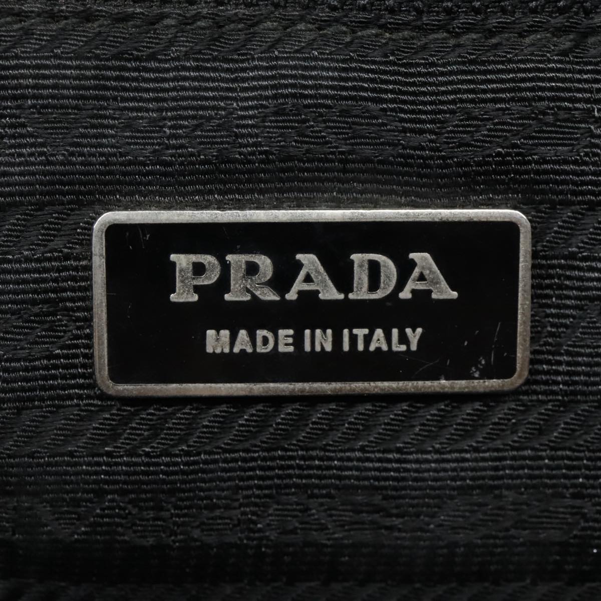 PRADA Shoulder Bag Nylon Khaki Silver Auth 92862