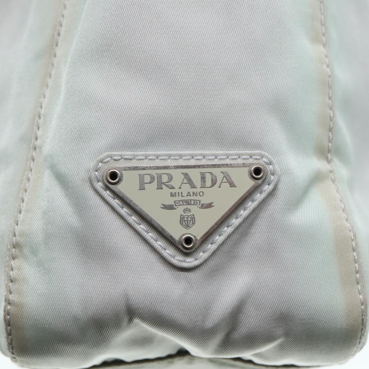 PRADA Tote Bag Nylon Light Blue Silver Auth 92863