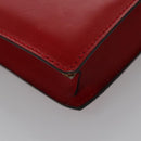 CELINE Clutch Bag Leather Red Gold Auth 92873-17