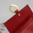 CELINE Clutch Bag Leather Red Gold Auth 92873-19