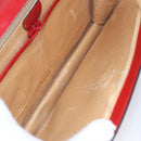 CELINE Clutch Bag Leather Red Gold Auth 92873-10