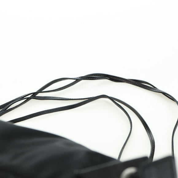PRADA Backpack Nylon Leather Black Blue Silver Auth 92876
