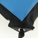 PRADA Backpack Nylon Leather Black Blue Silver Auth 92876-19