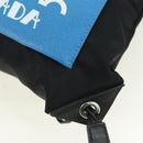 PRADA Backpack Nylon Leather Black Blue Silver Auth 92876-8