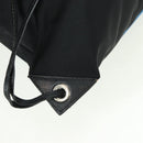 PRADA Backpack Nylon Leather Black Blue Silver Auth 92876-20