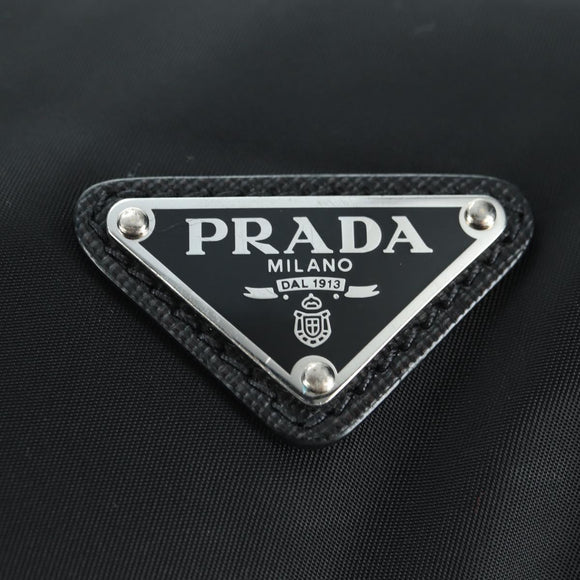 PRADA Backpack Nylon Leather Black Blue Silver Auth 92876