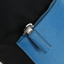 PRADA Backpack Nylon Leather Black Blue Silver Auth 92876-22