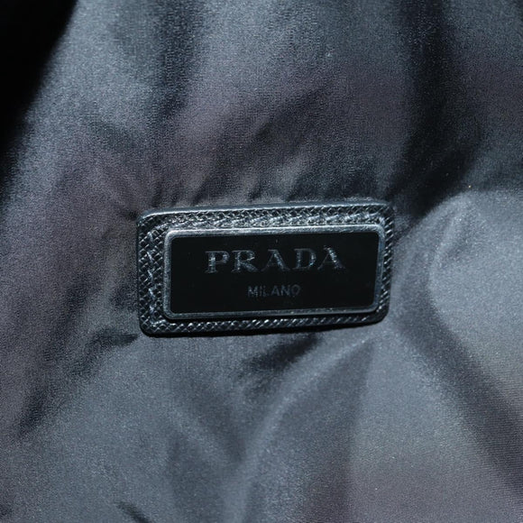 PRADA Backpack Nylon Leather Black Blue Silver Auth 92876