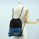 PRADA Backpack Nylon Leather Black Blue Silver Auth 92876-12