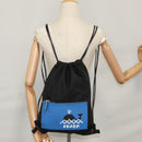 PRADA Backpack Nylon Leather Black Blue Silver Auth 92876-27