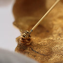 CHANEL Brooch metal Gold CC Auth 92879-10