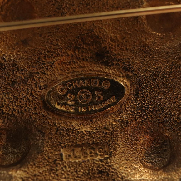 CHANEL Brooch metal Gold CC Auth 92879