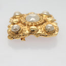 CHANEL Brooch metal Gold CC Auth 92879-6