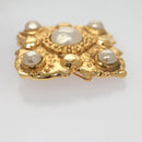 CHANEL Brooch metal Gold CC Auth 92879-7